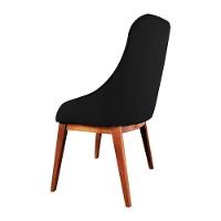 Kit 2 Cadeiras De Jantar Luxo Estofada Elisa Anatômica Veludo Preto Base Madeira Maciça Mel