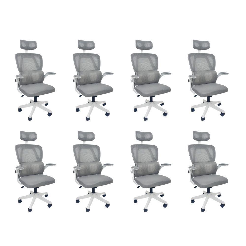 Kit 8 Cadeiras de Escritório Presidente Executiva Oficial Legacy Cinza - 1