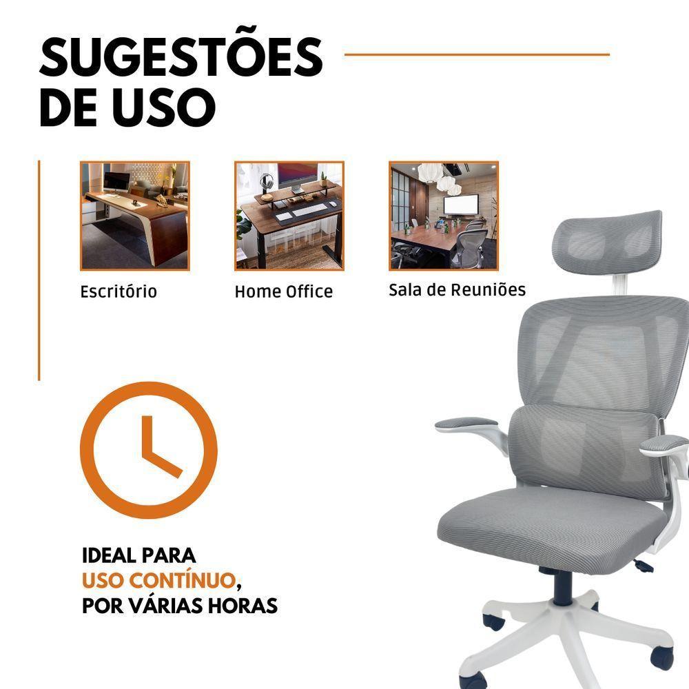 Kit 2 Cadeiras de Escritório Presidente Executiva Oficial Legacy Cinza - 5