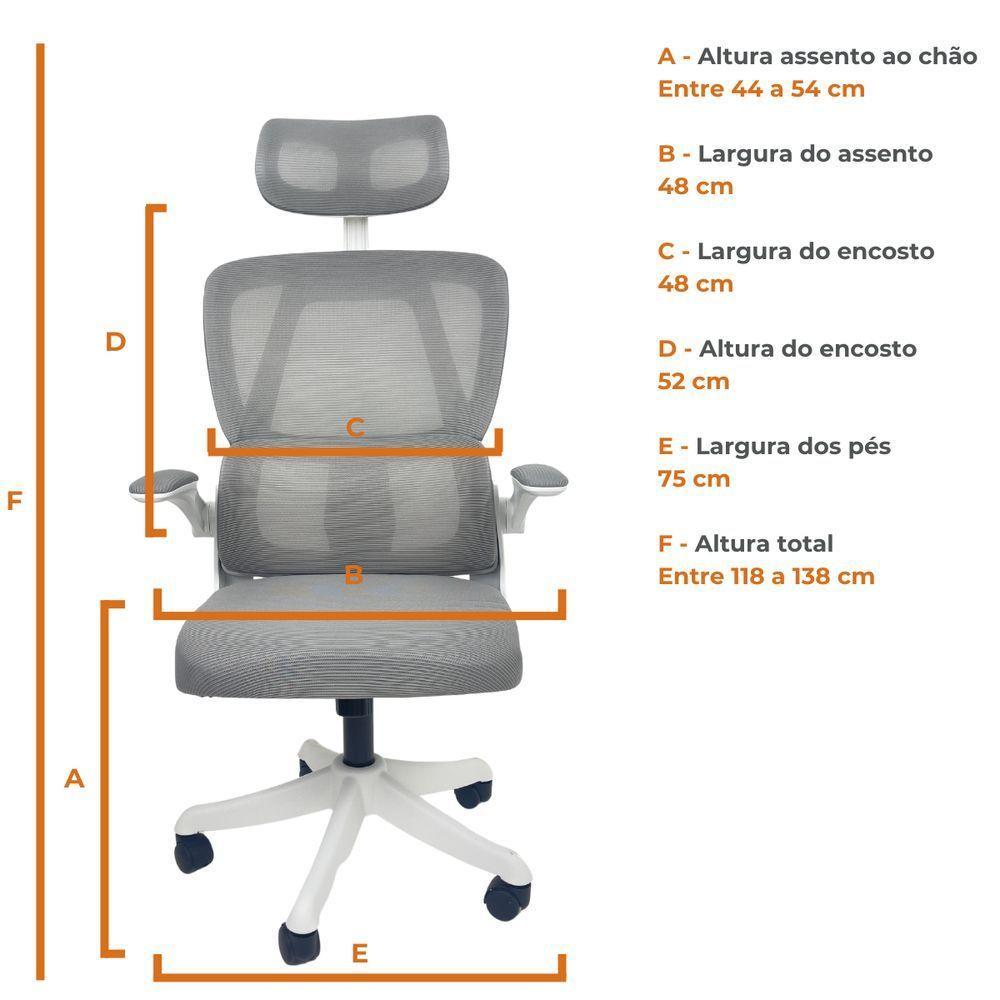 Kit 2 Cadeiras de Escritório Presidente Executiva Oficial Legacy Cinza - 6