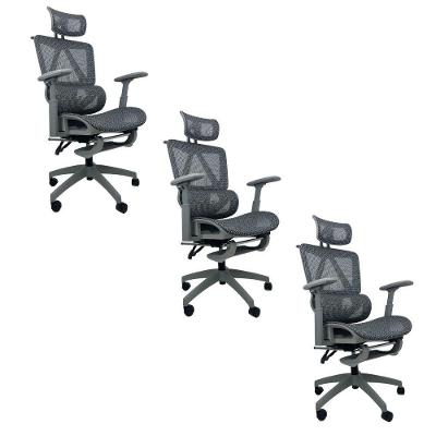 Kit 3 Cadeiras de Escritório Presidente Executiva Oficial Titan Cinza