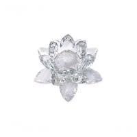 Enfeite Escultura De Vidro Flor De Lotus De 10cm Com Base Espelhada Led Rgb Enfeite De Cristal Transparente - 1