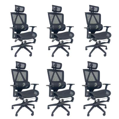 Kit 6 Cadeiras de Escritório Presidente Executiva Oficial Titan Preto