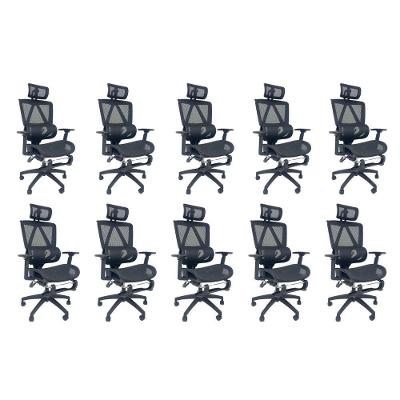 Kit 10 Cadeiras de Escritório Presidente Executiva Oficial Titan Preto