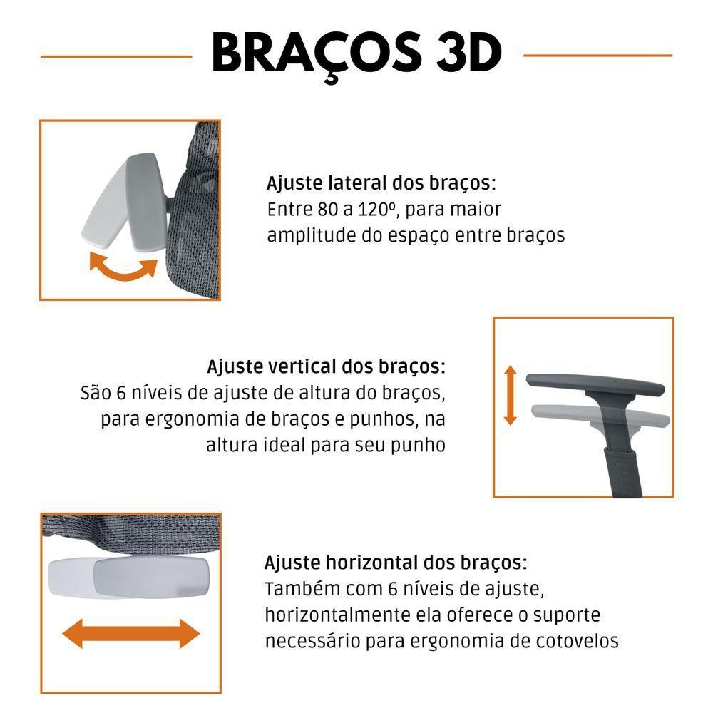 Kit 3 Cadeiras de Escritório Presidente Executiva Oficial Titan Preto - 3