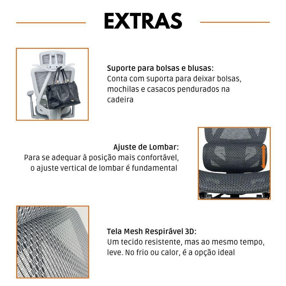 Kit 3 Cadeiras de Escritório Presidente Executiva Oficial Titan Preto - 4