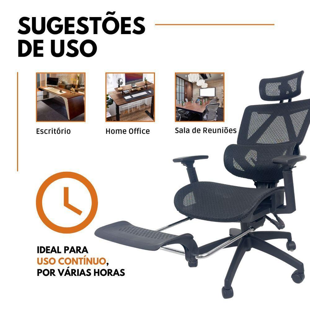 Kit 3 Cadeiras de Escritório Presidente Executiva Oficial Titan Preto - 5