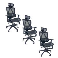 Kit 3 Cadeiras de Escritório Presidente Executiva Oficial Titan Preto - 1