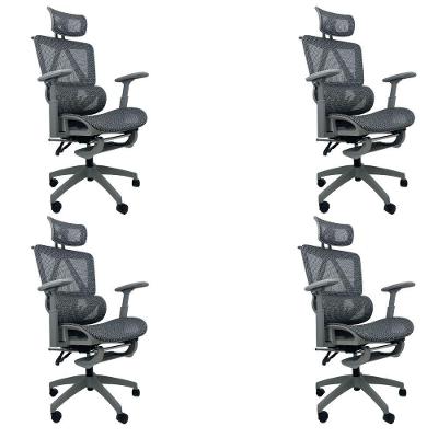 Kit 4 Cadeiras de Escritório Presidente Executiva Oficial Titan Cinza