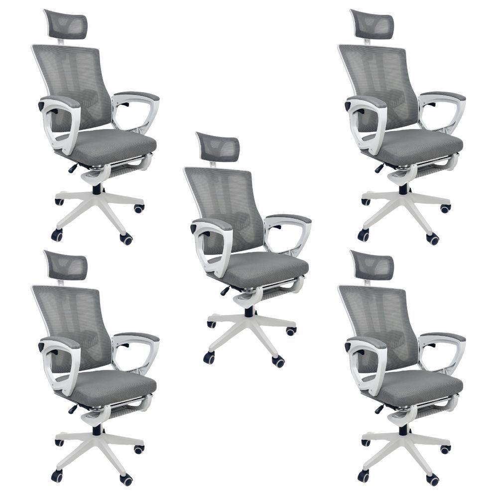 Kit 5 Cadeiras de Escritório Presidente Executiva Oficial Paris Cinza 5 - 1