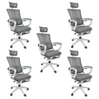 Kit 5 Cadeiras de Escritório Presidente Executiva Oficial Paris Cinza 5 - 1