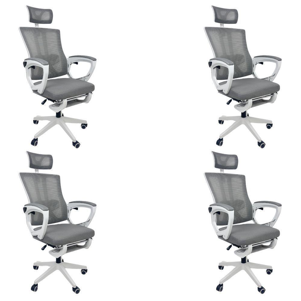 Kit 4 Cadeiras de Escritório Presidente Executiva Oficial Paris Cinza - 1
