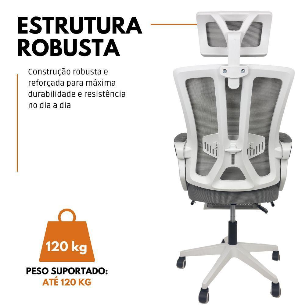 Kit 4 Cadeiras de Escritório Presidente Executiva Oficial Paris Cinza - 7