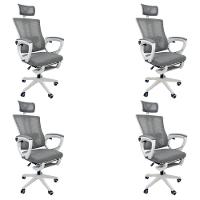 Kit 4 Cadeiras de Escritório Presidente Executiva Oficial Paris Cinza - 1