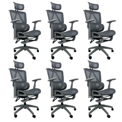 Kit 6 Cadeiras de Escritório Presidente Executiva Oficial Titan Cinza