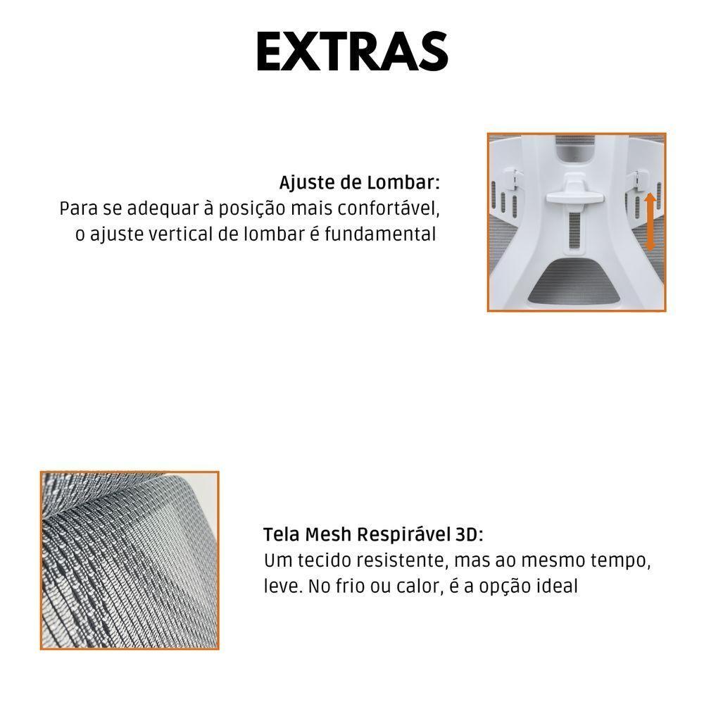 Kit 6 Cadeiras de Escritório Presidente Executiva Oficial Paris Cinza - 7