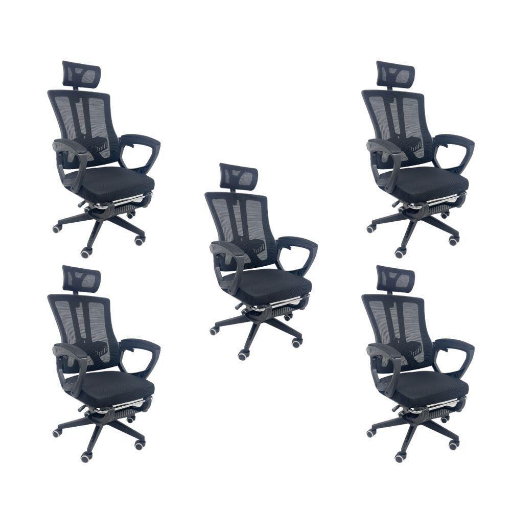 Kit 5 Cadeiras de Escritório Presidente Executiva Oficial Paris Preto - 1