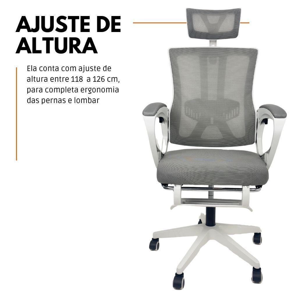 Kit 3 Cadeiras de Escritório Presidente Executiva Oficial Paris Cinza - 4