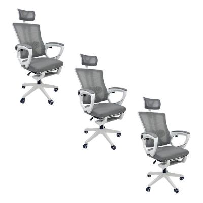Kit 3 Cadeiras de Escritório Presidente Executiva Oficial Paris Cinza