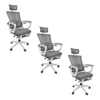 Kit 3 Cadeiras de Escritório Presidente Executiva Oficial Paris Cinza - 1