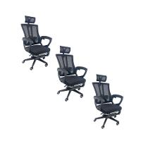 Kit 3 Cadeiras de Escritório Presidente Executiva Oficial Paris Preto - 1