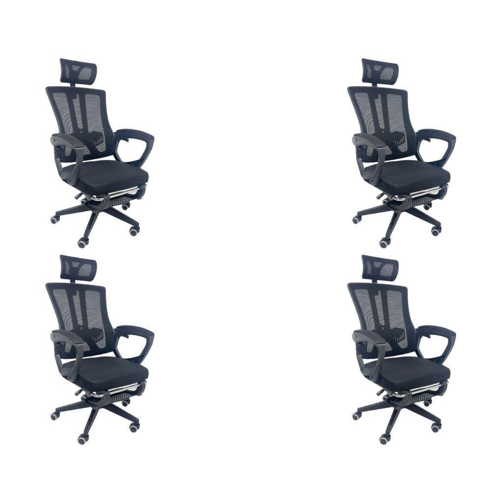 Kit 4 Cadeiras de Escritório Presidente Executiva Oficial Paris Preto - 1