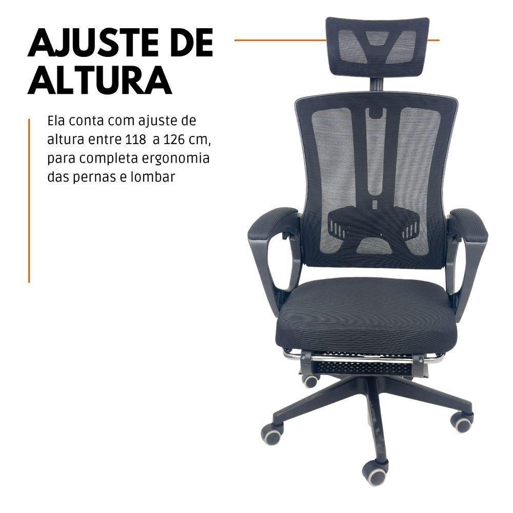 Kit 4 Cadeiras de Escritório Presidente Executiva Oficial Paris Preto - 7