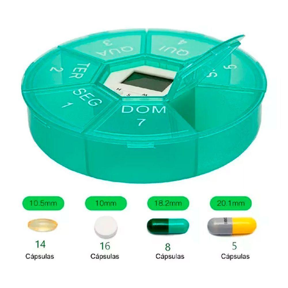 Caixa Porta Comprimidos Organizador De Remédios 7 Dias Da Semana Com Relógio E Despertador - 2