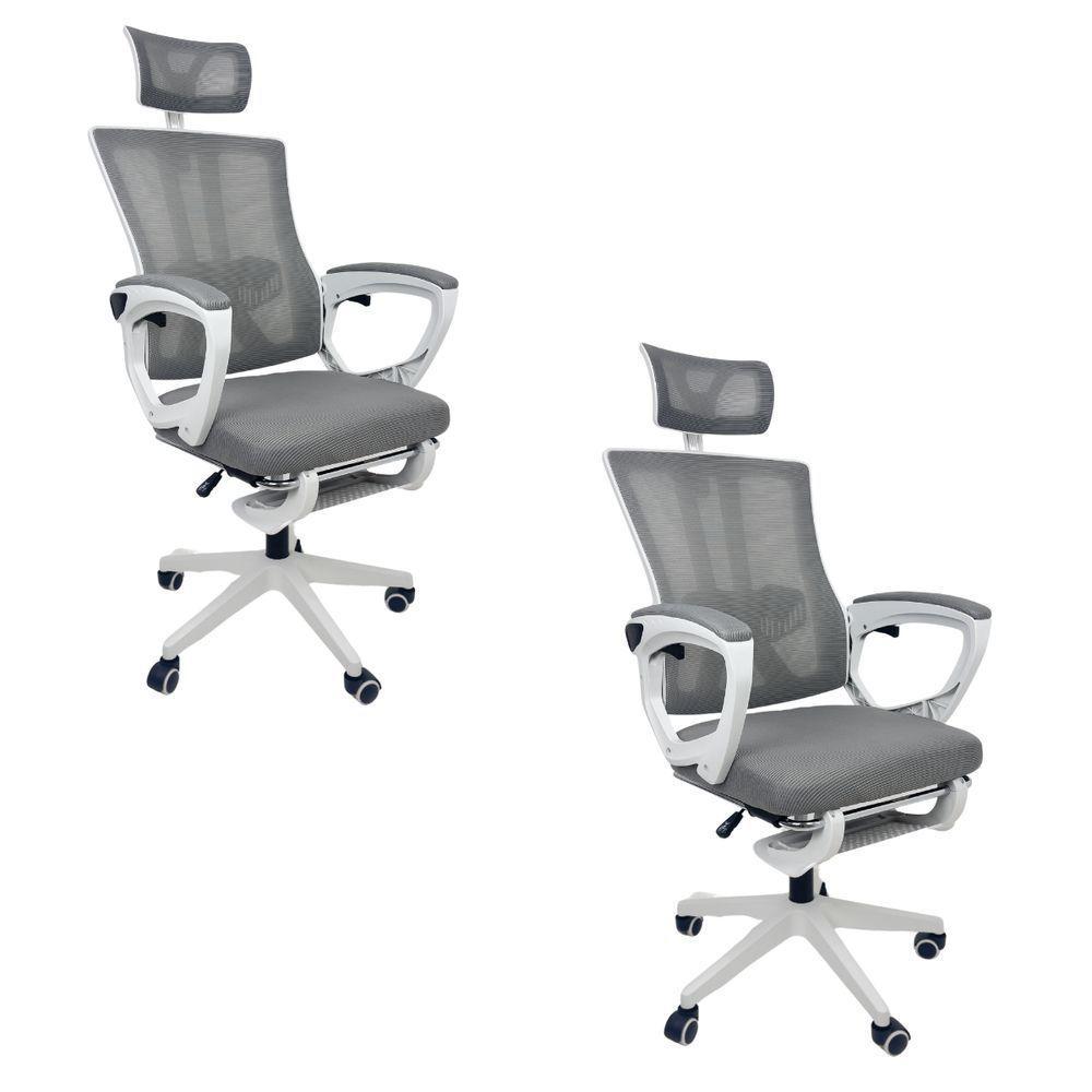 Kit 2 Cadeiras de Escritório Presidente Executiva Oficial Paris Cinza - 1