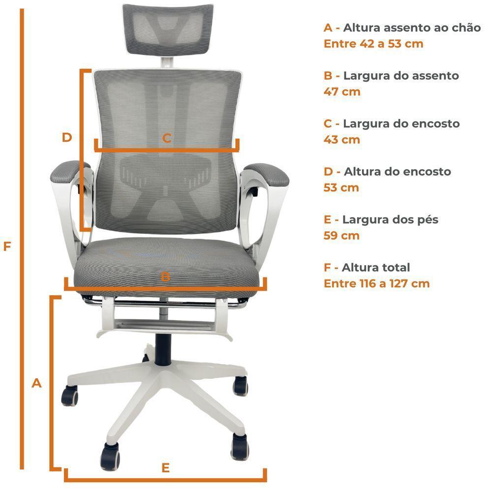 Kit 2 Cadeiras de Escritório Presidente Executiva Oficial Paris Cinza - 5
