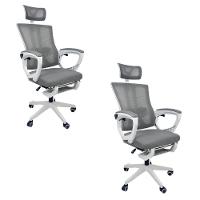 Kit 2 Cadeiras de Escritório Presidente Executiva Oficial Paris Cinza - 1