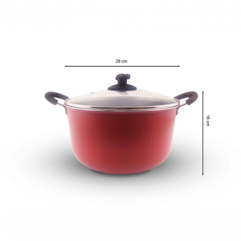 Caçarola Vermelha Grande Família Com Diâmetro 28 Cm, Feito Com Alumínio Reforçado E Antiaderente. - 4