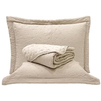Cobre Leito Queen Analu Micropercal 300 Fios Dupla Face Texturizado 3 Peças - Bege
