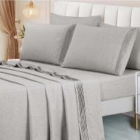 Jogo De Lençol Queen Mesclado Micropercal 300 Fios Toque De Algodão 4 Peças - Cinza - 2
