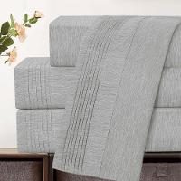 Jogo De Lençol Queen Mesclado Micropercal 300 Fios Toque De Algodão 4 Peças - Cinza - 4