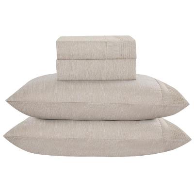 Jogo De Lençol Queen Mesclado Micropercal 300 Fios Toque De Algodão 4 Peças - Bege