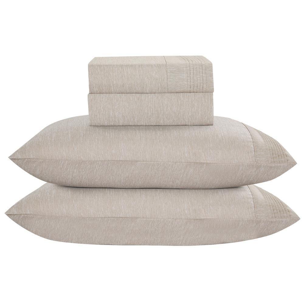 Jogo De Lençol Casal Padrão Mesclado Micropercal 300 Fios Toque De Algodão 4 Peças - Bege - 1