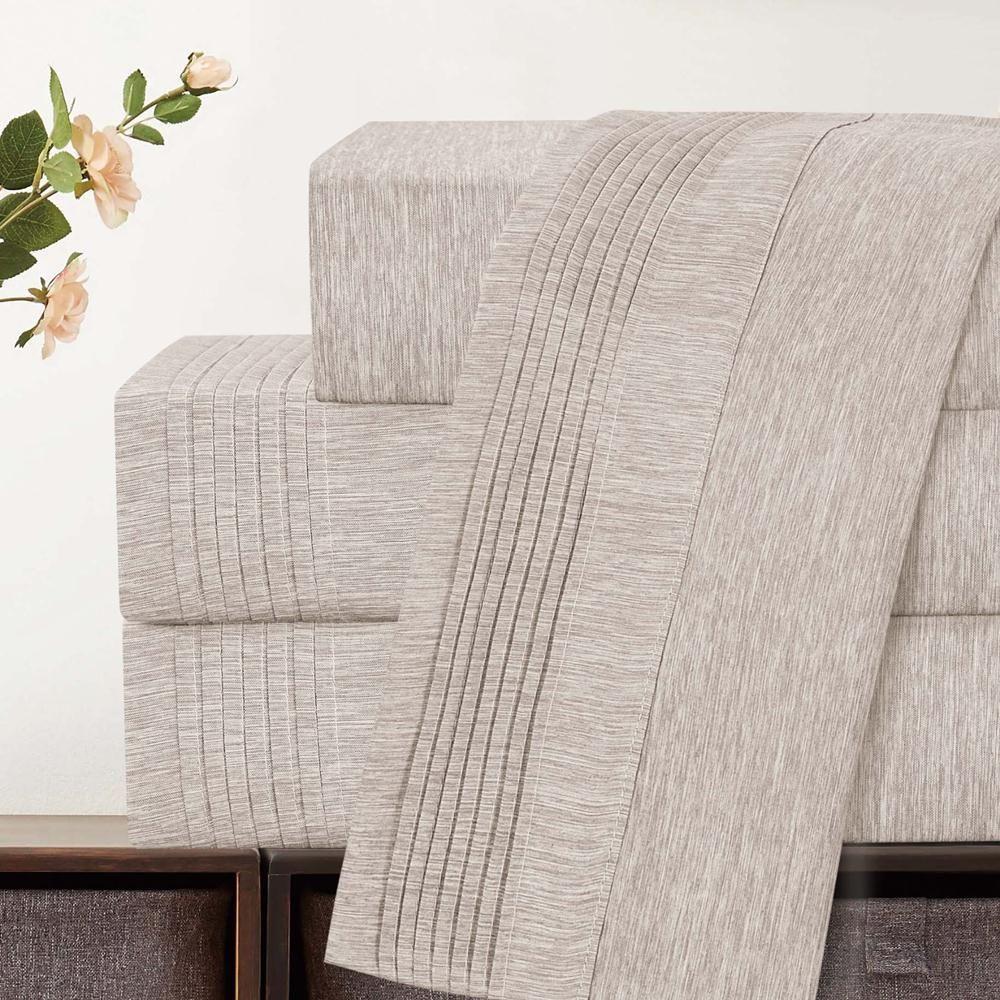 Jogo De Lençol Casal Padrão Mesclado Micropercal 300 Fios Toque De Algodão 4 Peças - Bege - 4