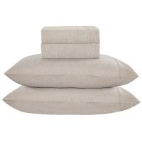 Jogo De Lençol Casal Padrão Mesclado Micropercal 300 Fios Toque De Algodão 4 Peças - Bege - 1