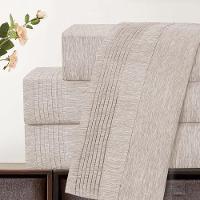 Jogo De Lençol Casal Padrão Mesclado Micropercal 300 Fios Toque De Algodão 4 Peças - Bege - 4