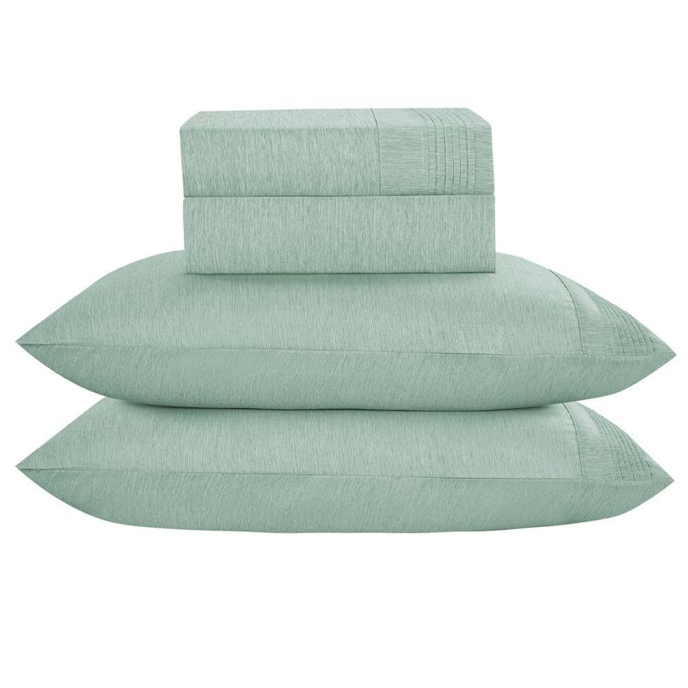 Jogo De Lençol Queen Mesclado Micropercal 300 Fios Toque De Algodão 4 Peças - Menta - 1