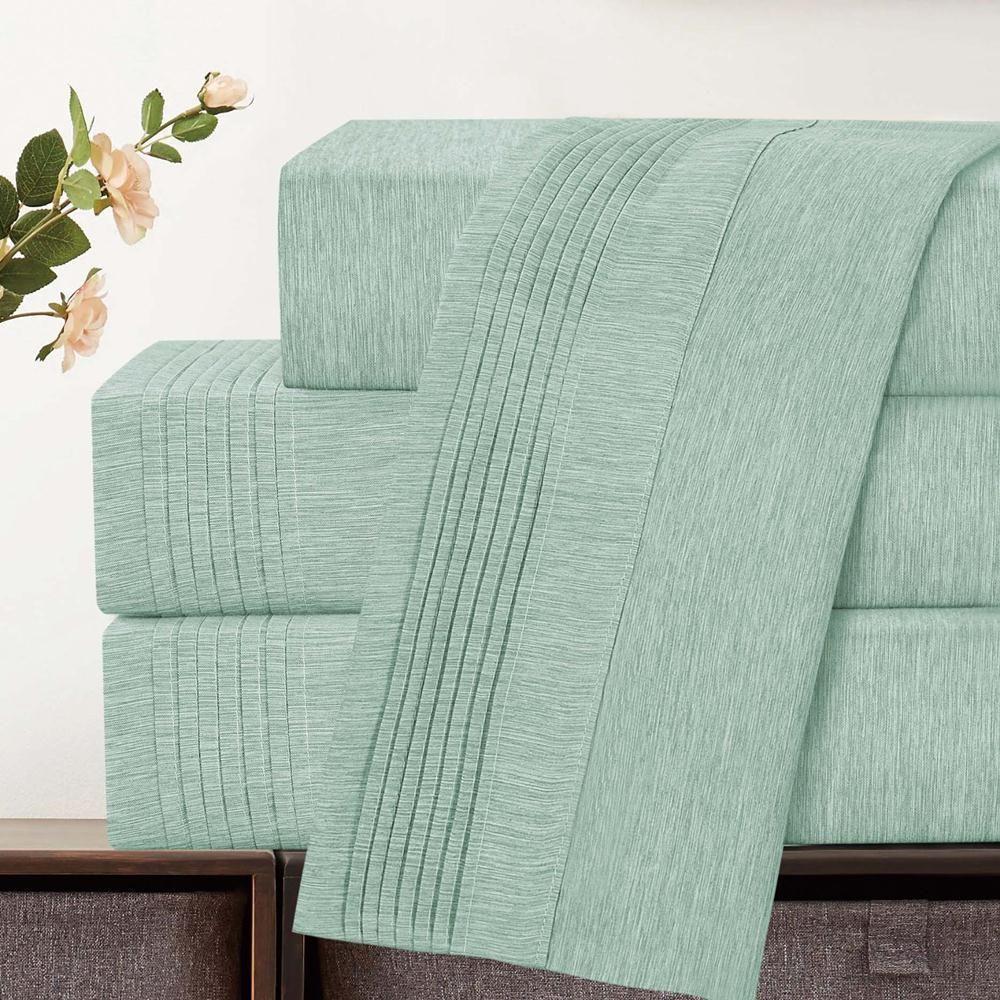 Jogo De Lençol Queen Mesclado Micropercal 300 Fios Toque De Algodão 4 Peças - Menta - 4