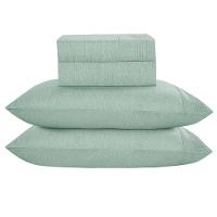 Jogo De Lençol Queen Mesclado Micropercal 300 Fios Toque De Algodão 4 Peças - Menta - 1