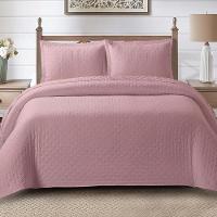 Cobre Leito Queen Analu Micropercal 300 Fios Dupla Face Texturizado 3 Peças - Malva - 2