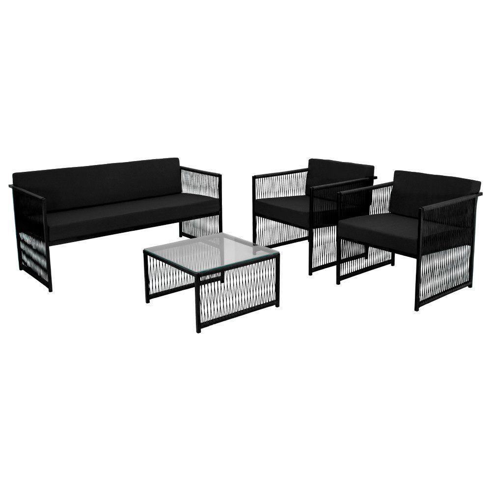 Conjunto Para área Externa De Fibra Sintética Preto - 2