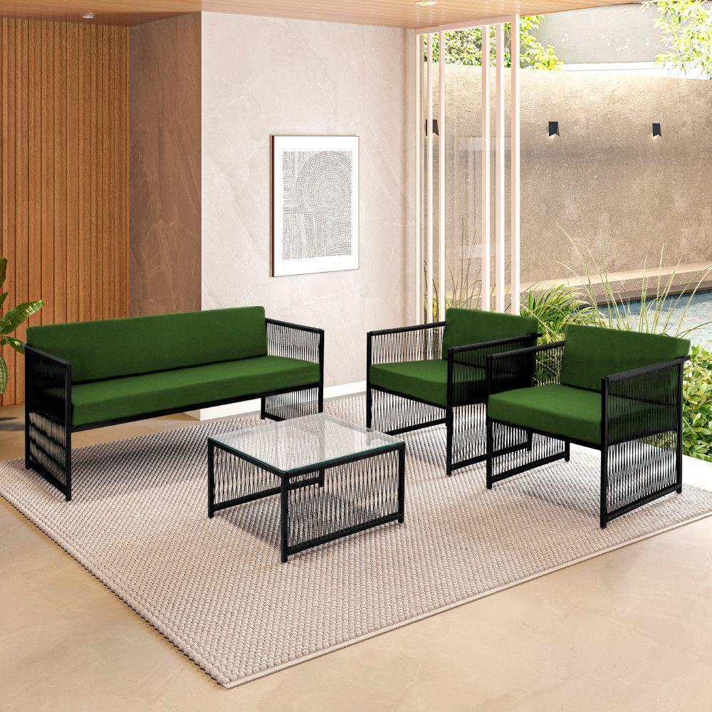 Conjunto Para área Externa De Fibra Sintética Verde - 1