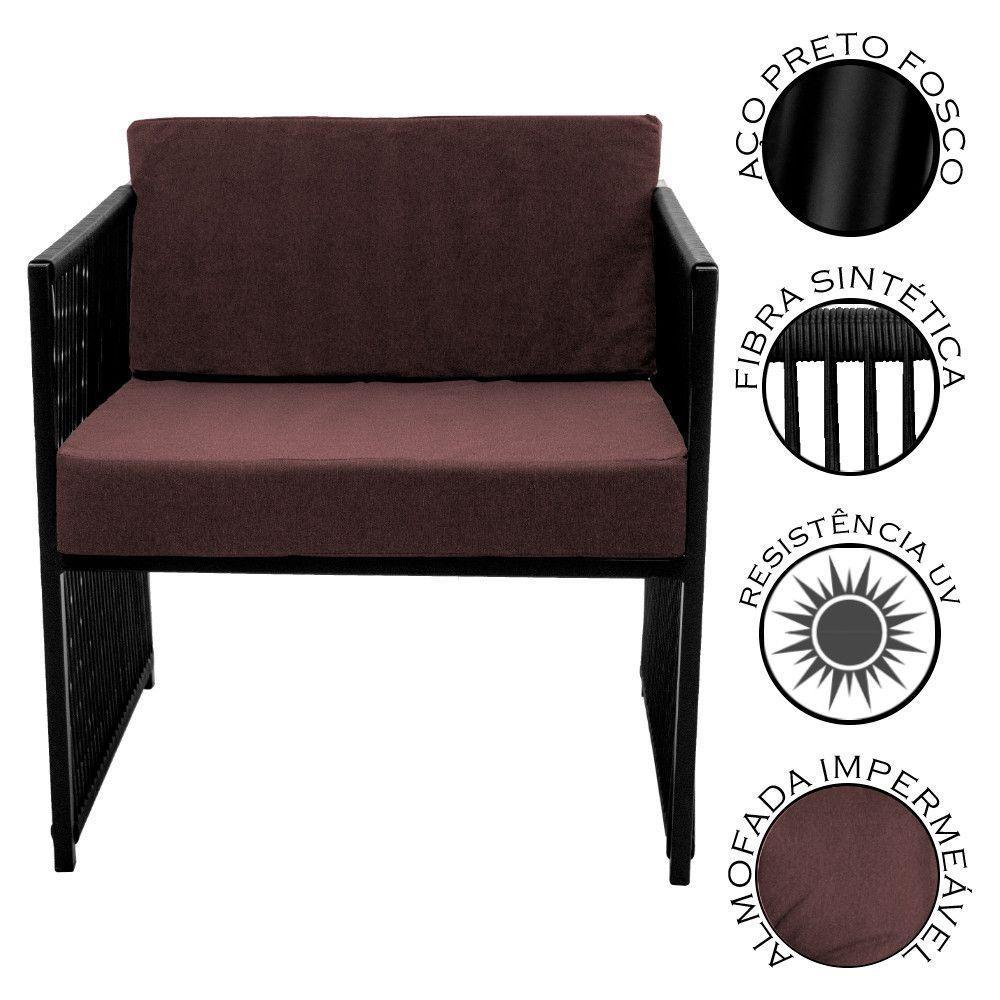 Conjunto Para área Externa De Fibra Sintética Marrom - 3