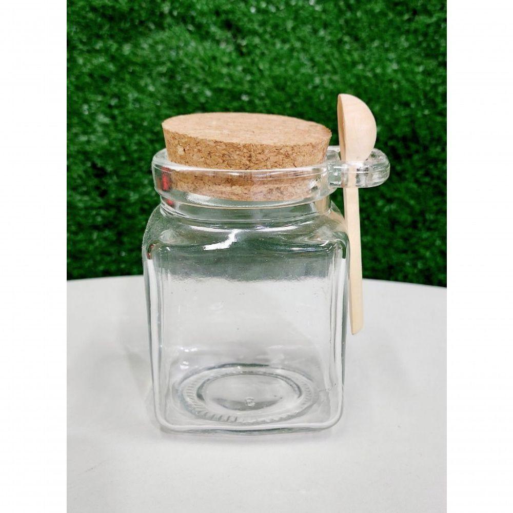 Pote Porta Tempero Vidro E Colher Tampa Rolha 310ml - Lyor - 6