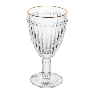 Taça De Agua De Vidro Filete Dourado Empire 325 Ml - Lyor