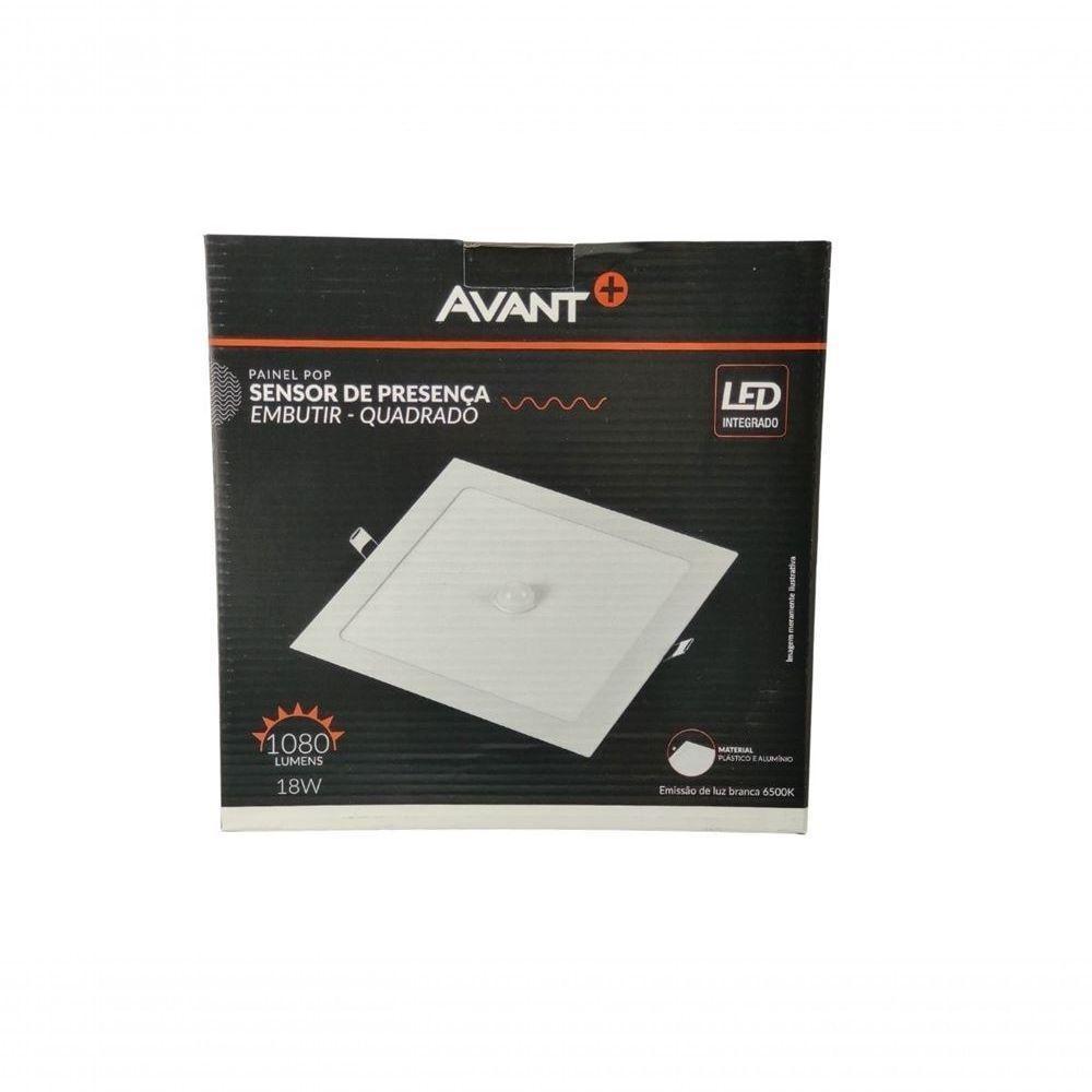 Painel Pop Led Embutir Redondo Com Sensor De Presença Avant - 18w - 6500k Luz Branca - 2